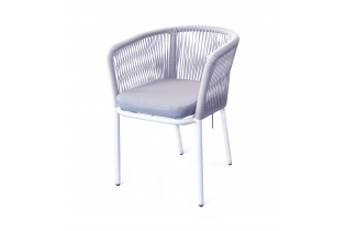 «Марсель» плетеный стул из эластичных лент (светло-серый), подушка NEO ASN