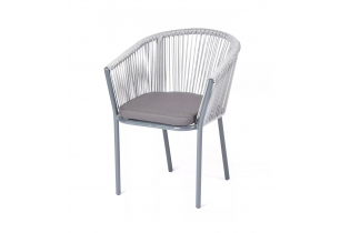 «Марсель» плетеный стул из роупа (веревки), стальной каркас (серый), цвет серый